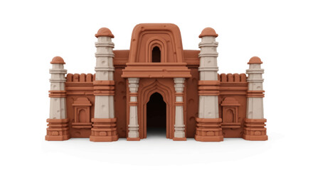 Ornate Brick Building with Arched Entrance and Decorative Pillars. © Rizal