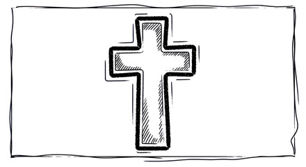 Hand-Drawn Sketch of a Simple Christian Cross.