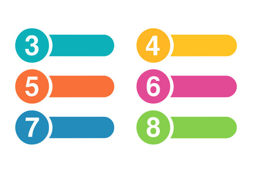 Abstract infographic template with numbered options for steps 3 to 8. Vector illustration for workflow layout, diagram, business strategy, process chart, and banner design.