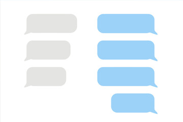 Chat message bubbles vector illustration. SMS messages, speech bubbles for chat interface. Dialogue balloon, short message service bubbles. Flat design communication icons.