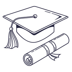 Graduation cap and diploma, representing academic success