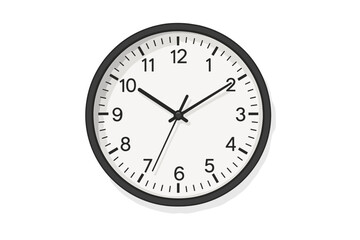 Classic wall clock face vector illustration. Minimalist black and white timer icon. Concept of time, deadline, schedule, time management. Isolated on white background.