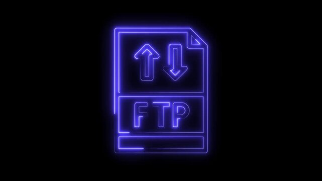 Animated ftp neon glowing icon file transfer protocol connectivity symbol upload download process