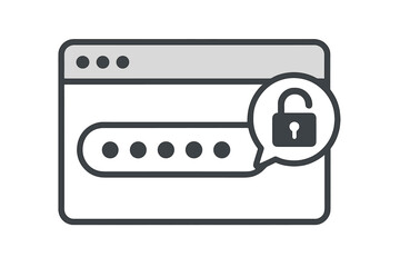 Obraz premium Password field with open lock vector icon. Login, sign in, web security concept. Unlocked access, weak authentication, data breach, and account vulnerability metaphor.