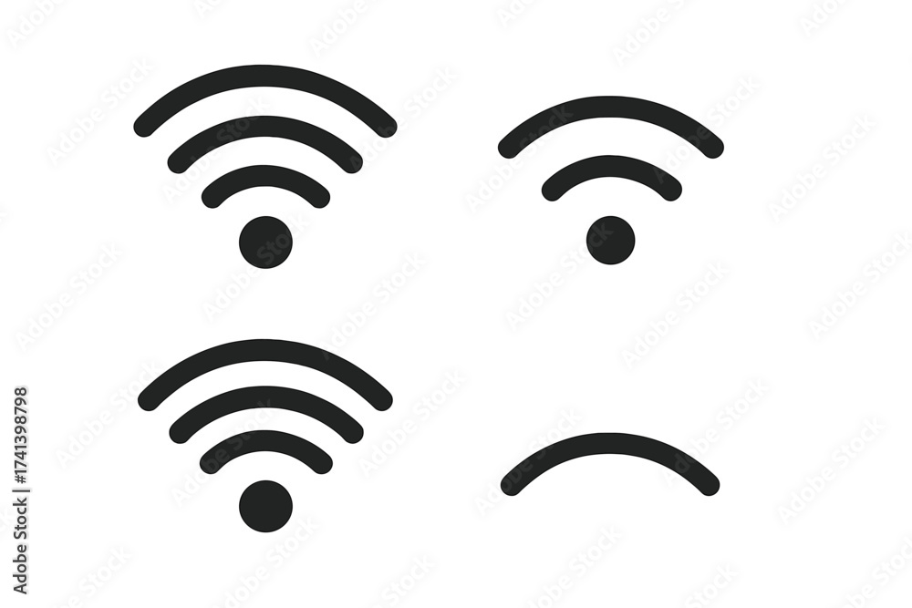 Wall mural set of wireless wifi icons isolated on white background with transparent effect, vector illustration