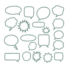 Fototapeta premium Handdrawn speech bubbles and thought clouds set for creative projects.