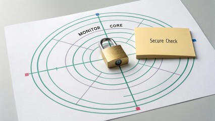 Golden padlock on radar chart illustrating data security