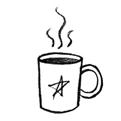 Cute cup of tea or coffee with rising steam Simple mug clipart Cozy home doodle Single element for print, web, design, decor