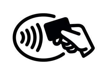 Contactless payment icon (NFC). Symbol of purchase or store, cash register or bank card. Cashless payment.
