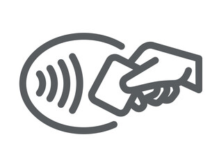 Contactless payment icon (NFC). Symbol of purchase or store, cash register or bank card. Cashless payment.