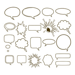 Fototapeta premium Handdrawn speech bubbles and thought clouds set for creative projects.