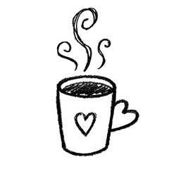 Cute cup of tea or coffee with rising steam Simple mug clipart Cozy home doodle Single element for print, web, design, decor