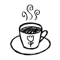 Cute cup of tea or coffee with rising steam Simple mug clipart Cozy home doodle Single element for print, web, design, decor