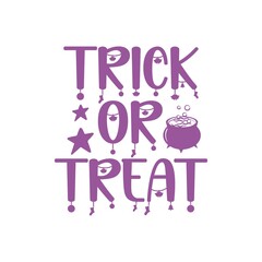 Trick or Treat Halloween typography clip art design on plain white transparent isolated background for card, shirt, hoodie, sweatshirt, apparel, card, tag, mug, icon, poster or badge