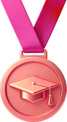 Rose Gold Graduation Medal with Pink Ribbon Symbolizing Academic Achievement and Educational Success