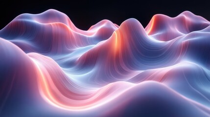 Obraz premium Abstract 3D Waves in Soft Pastel Colors with Dynamic Curves and Lights