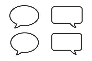 Speech bubble vector icon set. Chat box, message, dialogue, comment, quote balloon collection. Communication sign. Empty, blank thought cloud symbol. Talk graphic illustration.