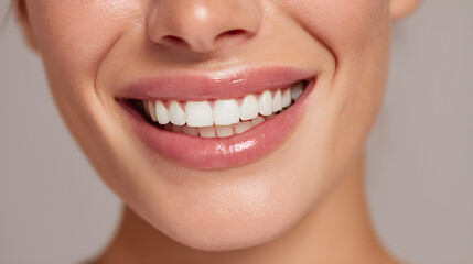Fototapeta premium Woman smiling with perfect white teeth showing gums
