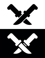 Knife icon. An attribute of the kitchen, a chef, or a butcher. A bladed weapon, military combat ammunition. A hunter's or killer's tool.