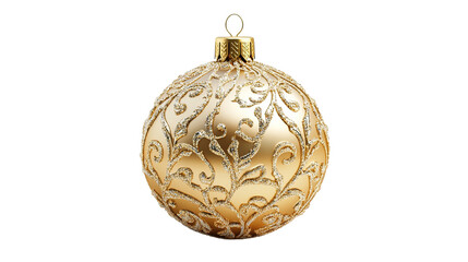 Golden Christmas ball decoration isolated on transparent background