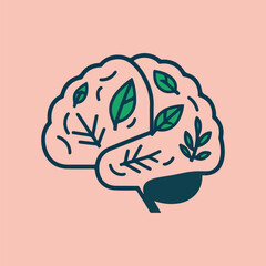 Minimal solid color vector illustration concept for World Mental Health Day, flat modern design for awareness, recovery, hope, therapy, resilience, and positive mental wellness