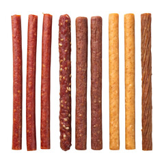 collection set of meat snack sticks isolated