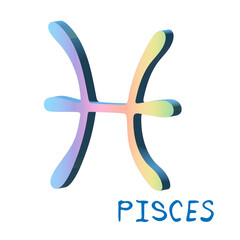 3d pisces zodiac sign Astrology clipart Element for design