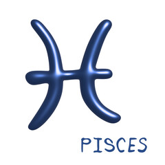 3d pisces zodiac sign Astrology clipart Element for design