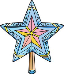 Whimsical Christmas Tree Topper An Artistic Star with Festive Decorations and a Colorful Design Ready for Holiday Cheer