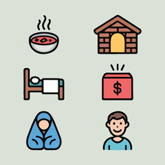 Solid color vector illustration for World Homeless Day, showing empathy, charity, social change, homeless support, urban aid, community help, and awareness campaigns