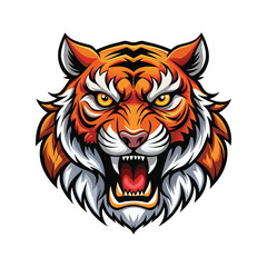 Fierce roaring tiger head emblem powerful predator wildlife
