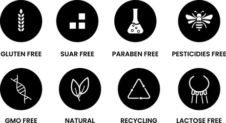 Eco product labeling icons set