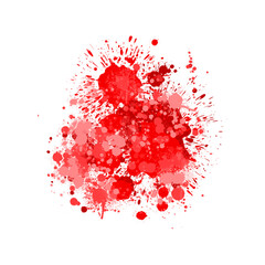 Vibrant red watercolor splatter abstract art background