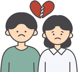 Broken Up Couple Character Illustration 