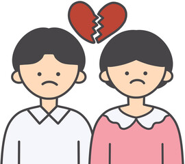 Broken Up Couple Character Illustration 