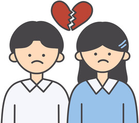 Broken Up Couple Character Illustration 