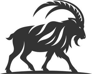 Markhor animal vector black silhouette
