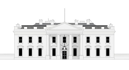 Obraz premium Minimalist Line Art Front View Of Famous Residence Building Illustration