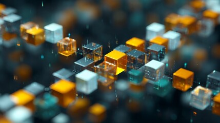 Abstract digital blocks forming a blockchain chain