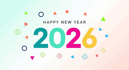 Modern Colorful 2026 New Year Celebration With Geometric Decoration Element