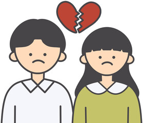 Broken Up Couple Character Illustration 