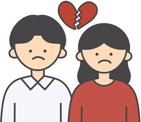 Broken Up Couple Character Illustration 