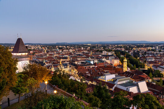 View of Graz in Austria from Schlossberg