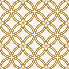 Fototapeta premium A seamless pattern with elegant gold and white abstract ornament in oriental style. Repeated modern geo design