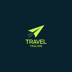 Minimalist Paper Plane Travel Logo.