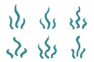 Set of hand drawn steam and smoke Steam swirls doodle Heat waves or aroma from cooking food and hot coffee, gas and fumes Single element for print, web, design, decor
