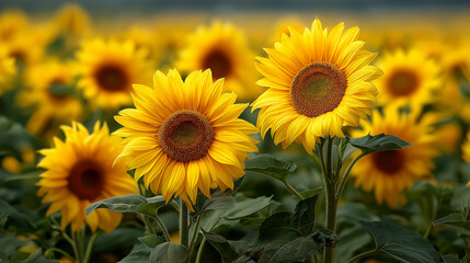 field of sunflowers in summer