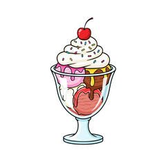 Colorful Ice Cream Sundae with Cherry on Top