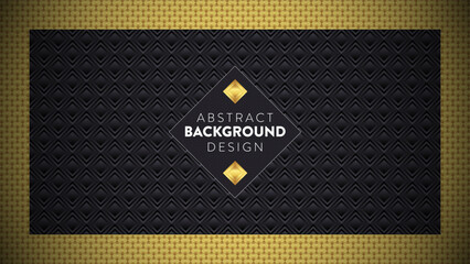 Luxury Black Diamond Pattern Background with Golden Border. Premium elegant design featuring a dark geometric seamless texture and a rich golden frame. Ideal for exclusive events, invitations, and cor
