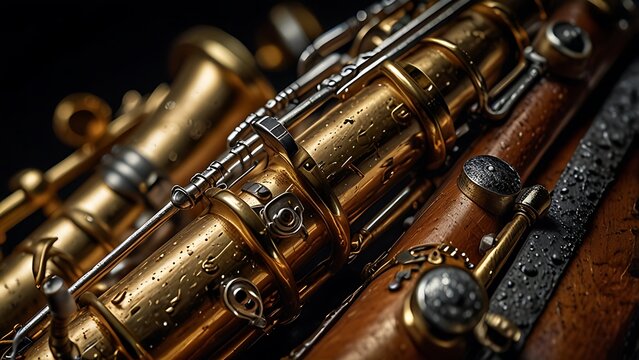 Detailed Macro Shot of Classic Saxophone Design